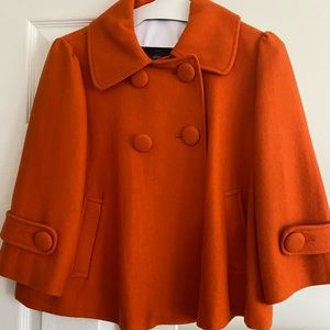 Like new orange short lined pea coat